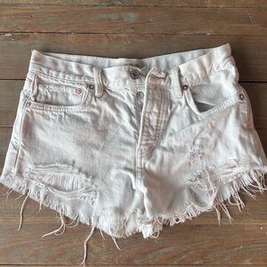 We The Free Light Denim Frayed Shorts